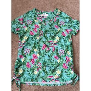 Stella Parker Tropical Shirt Size Medium FreshTeal Resort Vacation Cruise Hawaii